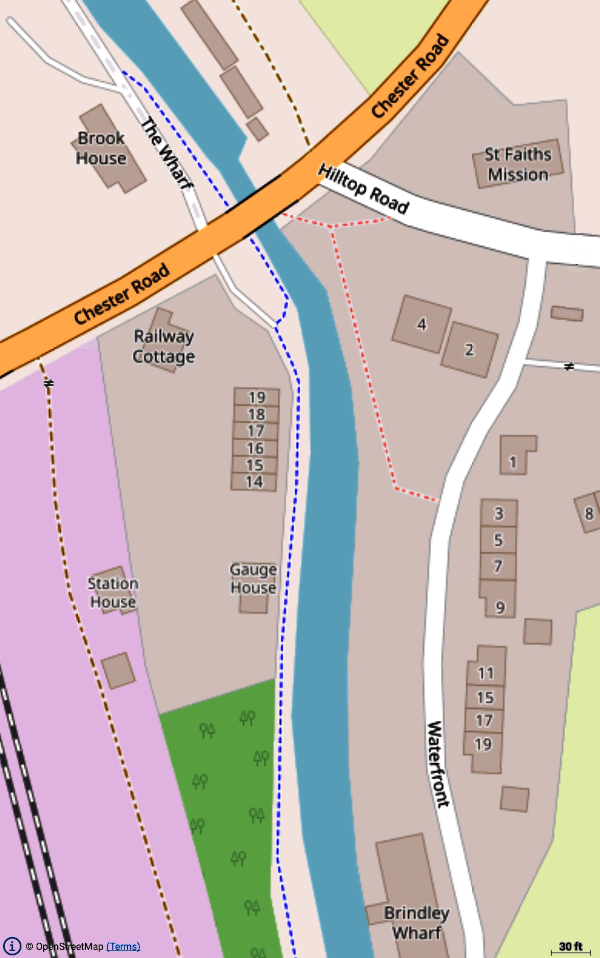 Map of the canal through
		Preston Brook