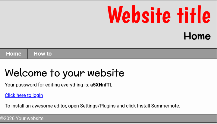 A sample WonderCMS site